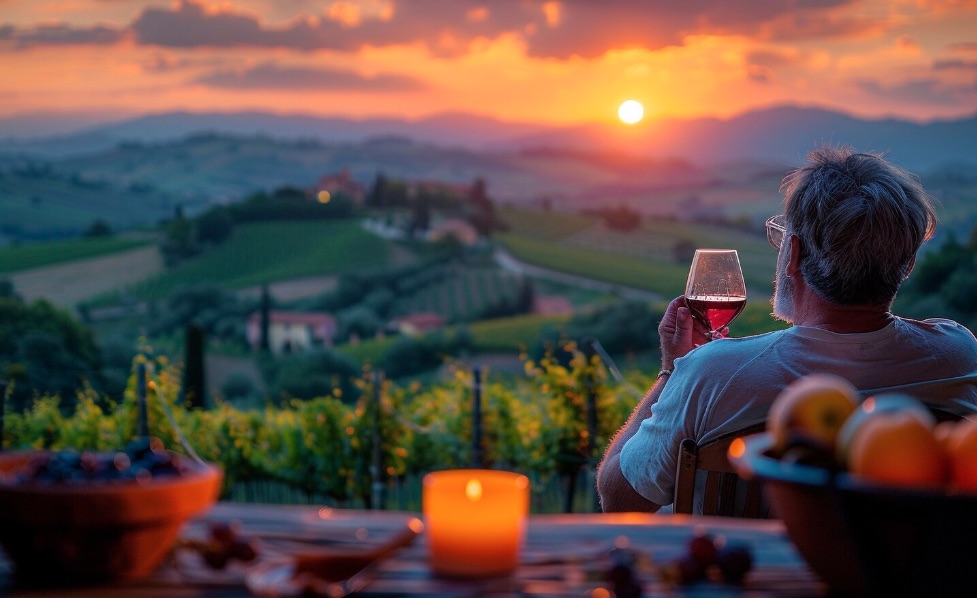 Vigneti della Toscana al tramonto